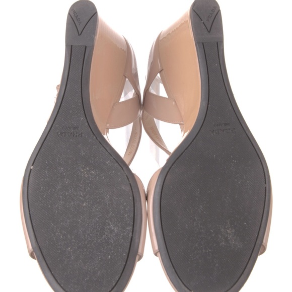 ❌ (stolen) AUTHENTIC PRADA Milano Women’s 39.5 Open Toe Wedge Heel Buckle Strap - Picture 4 of 12